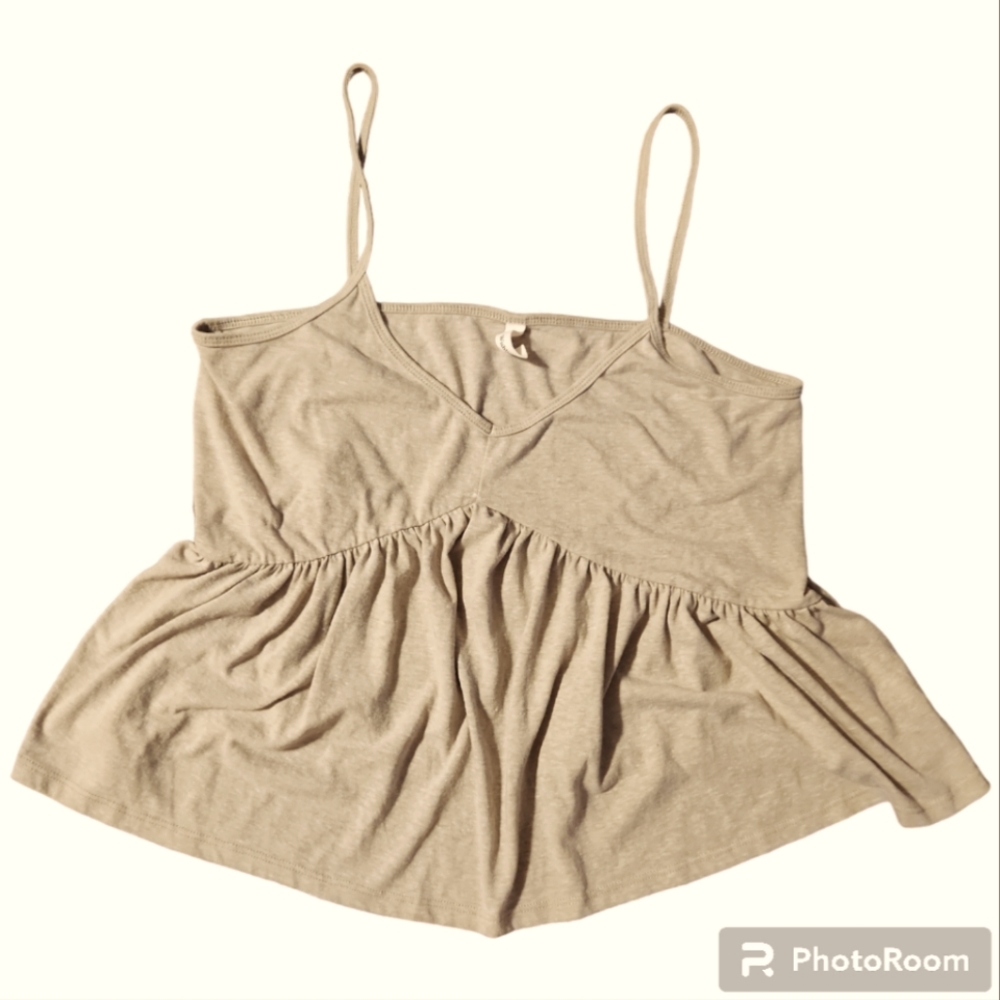Wishlist Baby Doll Spaghetti Strap Tan Tank Top Women's Medium